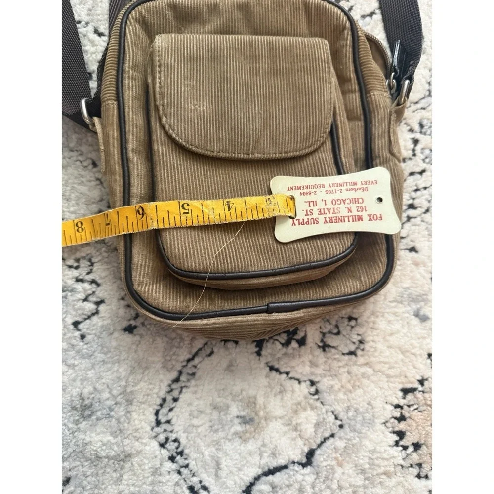 Vintage Y2K American Eagle Unisex Corduroy Crossbody Purse Bag Brown Boho